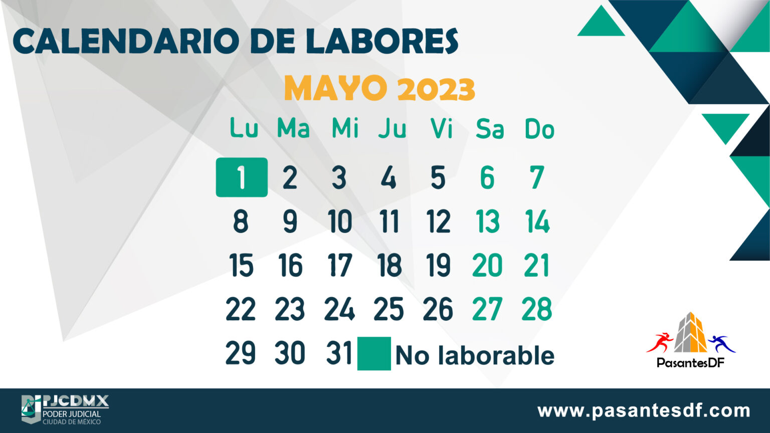Calendario de Juzgados Pares y Nones de la CDMX 2023 Pasantes DF