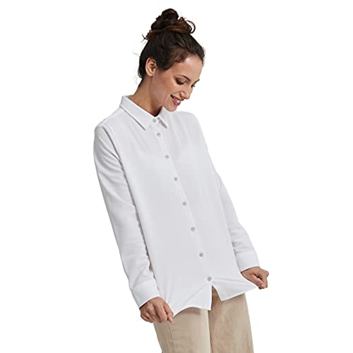 Sepiia Antimanchas Antiarrugas Transpirable Sin Olor Sin Marca Sudor Entalle Ajustado Camisa Manga Larga para Mujer (Blanco)